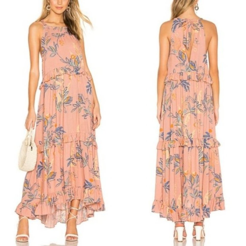 Free People Pink Tiered Boho Maxi Dress S/M NWT - Picture 3 of 7